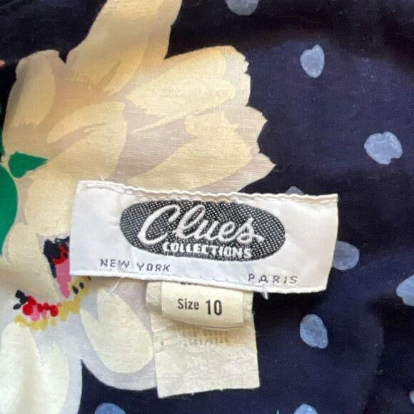 Vintage Clues Collection 10 Overall Dress Black Floral Adjustable Straps Cotton - Picture 12 of 14